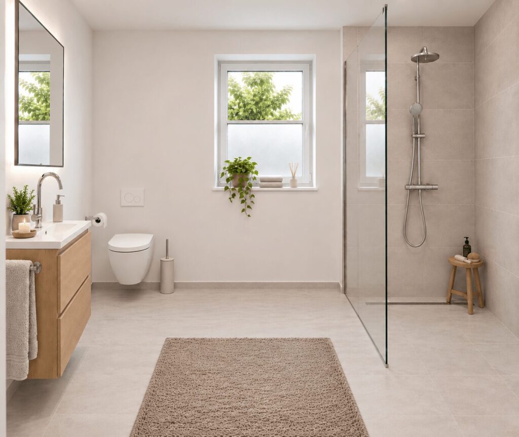 Badezimmer - mit Tageslicht und moderner Dusche
